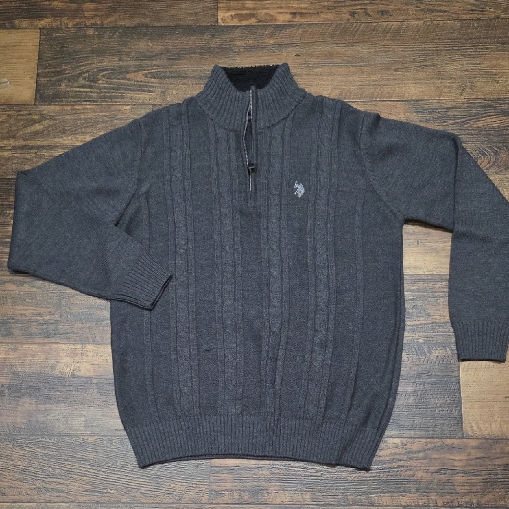 U.S. Polo Assn. Men's Charcoal Zip-Up Sweater - Picture 1 of 4